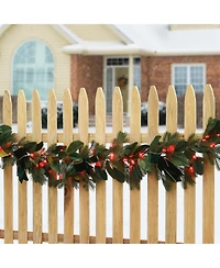 National Tree Company 9' Magnolia Mix Pine Garland with Led Lights and Bows