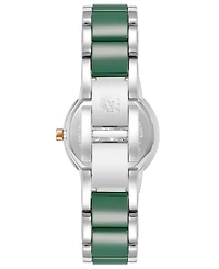 Anne Klein Women's Three-Hand Quartz Silver-Tone Alloy with Green Ceramic Bracelet Watch, 32mm