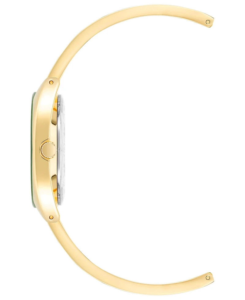 Anne Klein Women's Three-Hand Quartz Green and Gold-Tone Alloy Bangle Watch, 34mm
