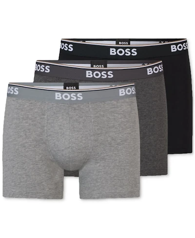Boss by Hugo Men's 3-Pack Power Tipped Logo Waistband Boxer Briefs