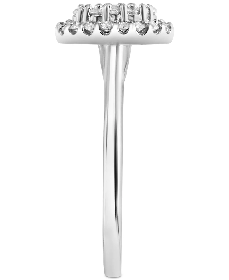 Diamond Oval Cluster Engagement Ring (1/2 ct. t.w.) in 14k White Gold