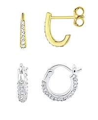 And Now This Duo Crystal Hoop Earring, Set of 2