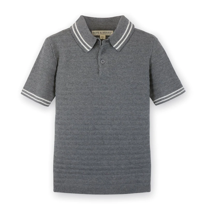 Hope & Henry Baby Boys Short Sleeve Sweater Polo with Tipping