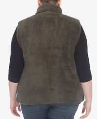 White Mark Plus Women's Zip Up Sherpa Vest Jacket