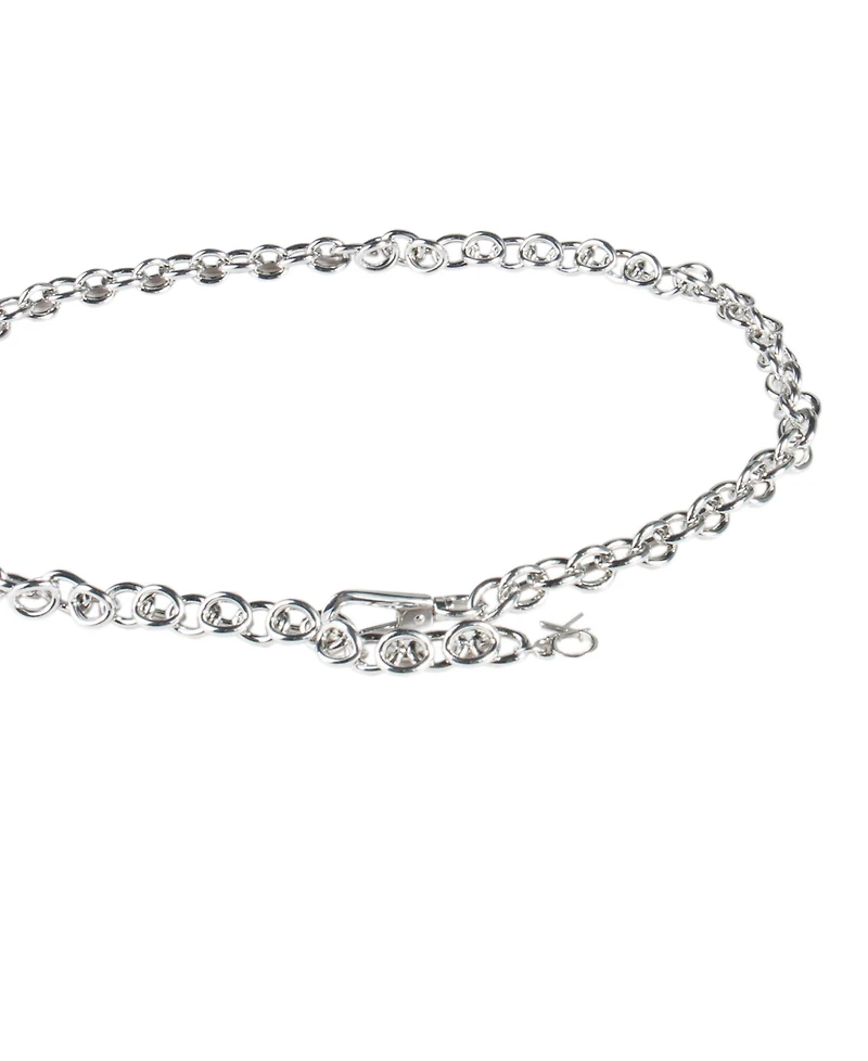 Calvin Klein Women's Silver-Tone Chain Belt with Hanging Logo Charm
