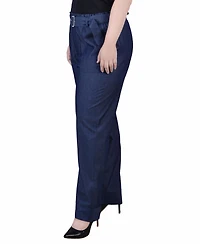 Ny Collection Plus Size Pull On Chambray Belted Pants
