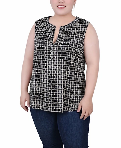 Ny Collection Plus Sleeveless Knit Y neck Top