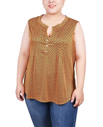 Ny Collection Plus Sleeveless Knit Y neck Top