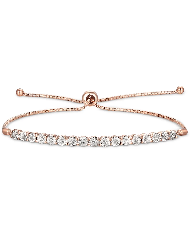 Diamond Bolo Bracelet (1/10 ct. t.w.) Sterling Silver, 14k Gold-Plated Silver or Rose