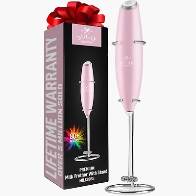 Handheld Milk Frother Stainless Steel Single Whisk with Stand