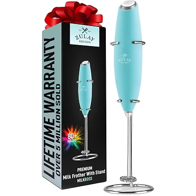 Handheld Milk Frother Stainless Steel Single Whisk with Stand