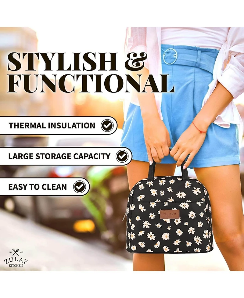 Insulated Tote Lunch Bag With Soft Padded Handles