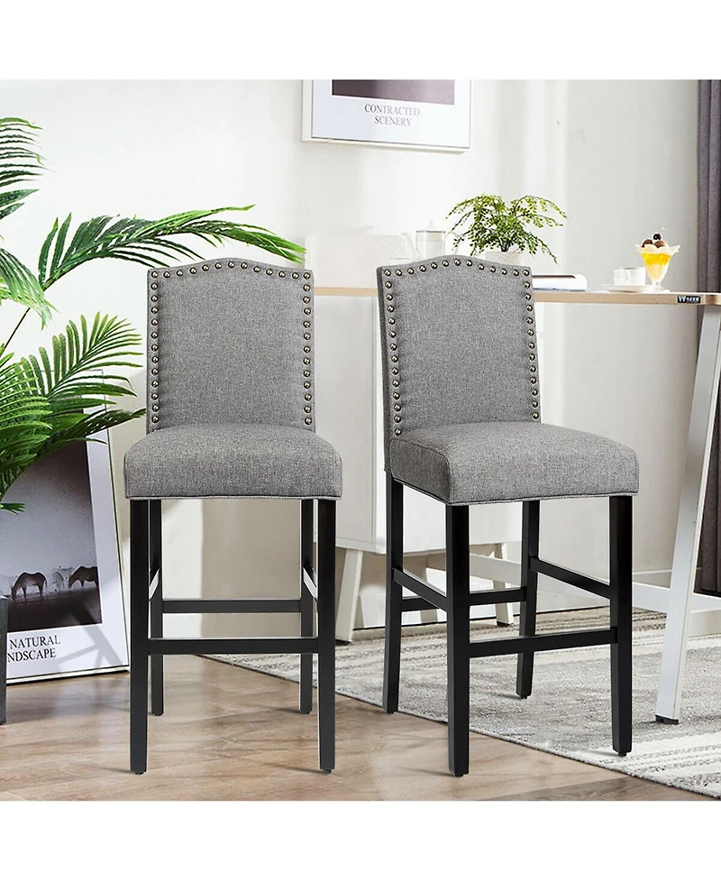 Set of 2 Bar Stools 30'' Upholstered Kitchen Chairs
