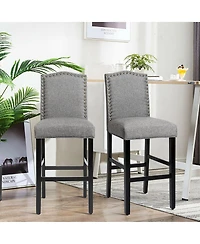 Set of 2 Bar Stools 30'' Upholstered Kitchen Chairs
