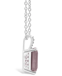 Macy's Women's Rose Quartz (1-3/ ct.t.w.) and Diamond Accent Pendant Necklace in Sterling Silver