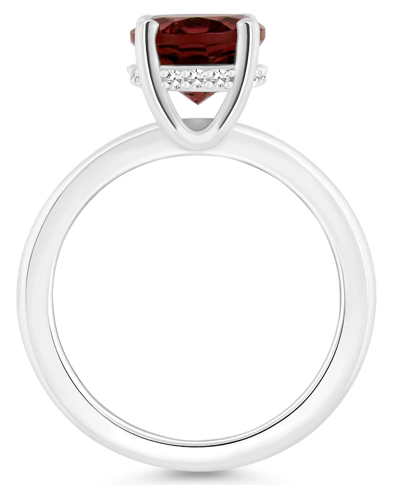 Macy's Women's Garnet (3-1/10 ct.t.w.) and Diamond Accent Ring Sterling Silver
