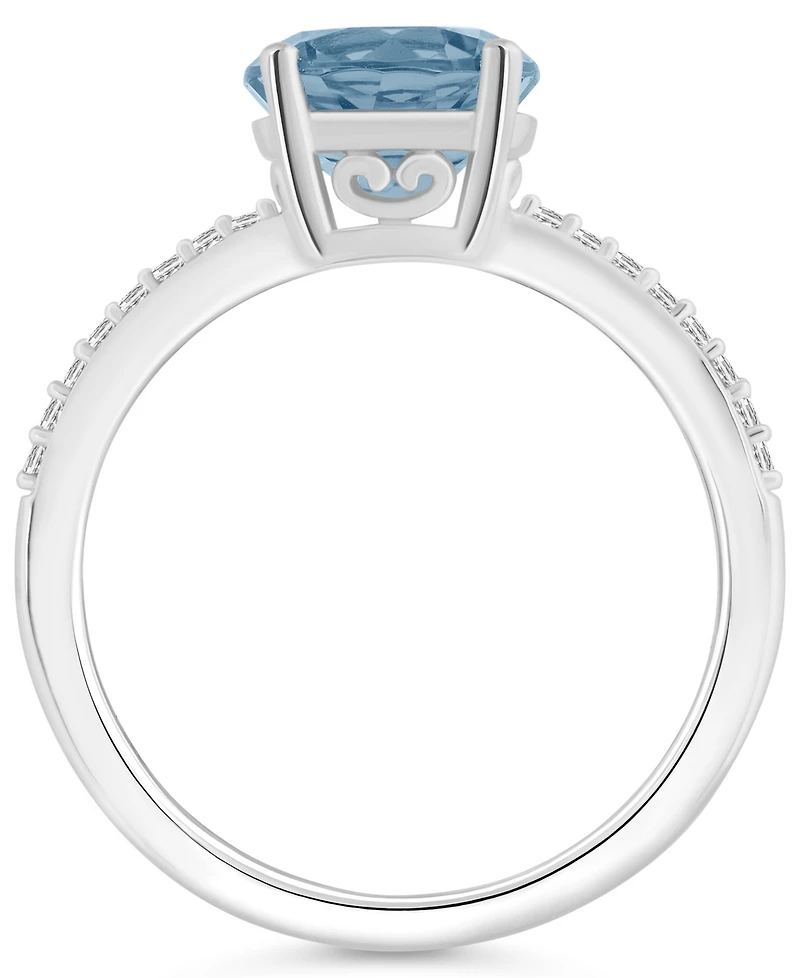 Macy's Women's Sky Blue Topaz (-/5 ct.t.w.) and Diamond (1/10 Ring Sterling Silver