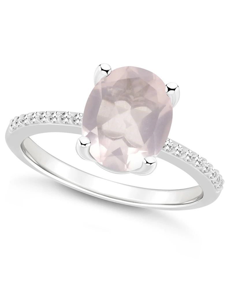 Macy's Women's Rose Quartz (2-1/2 ct.t.w.) and Diamond (1/10 Ring Sterling Silver