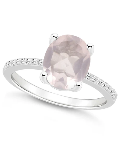 Macy's Women's Rose Quartz (2-1/2 ct.t.w.) and Diamond (1/10 Ring Sterling Silver