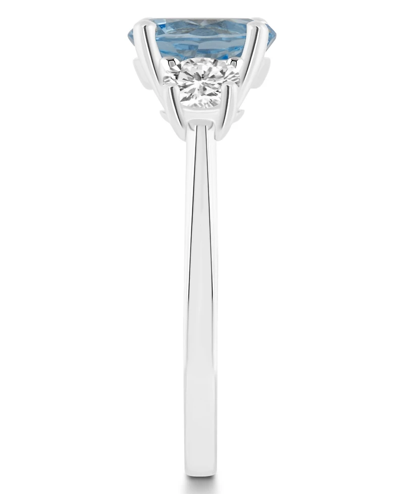Macy's Women's Sky Blue Topaz (2-2/5 ct.t.w.) and White (2/3 3-Stone Ring Sterling Silver