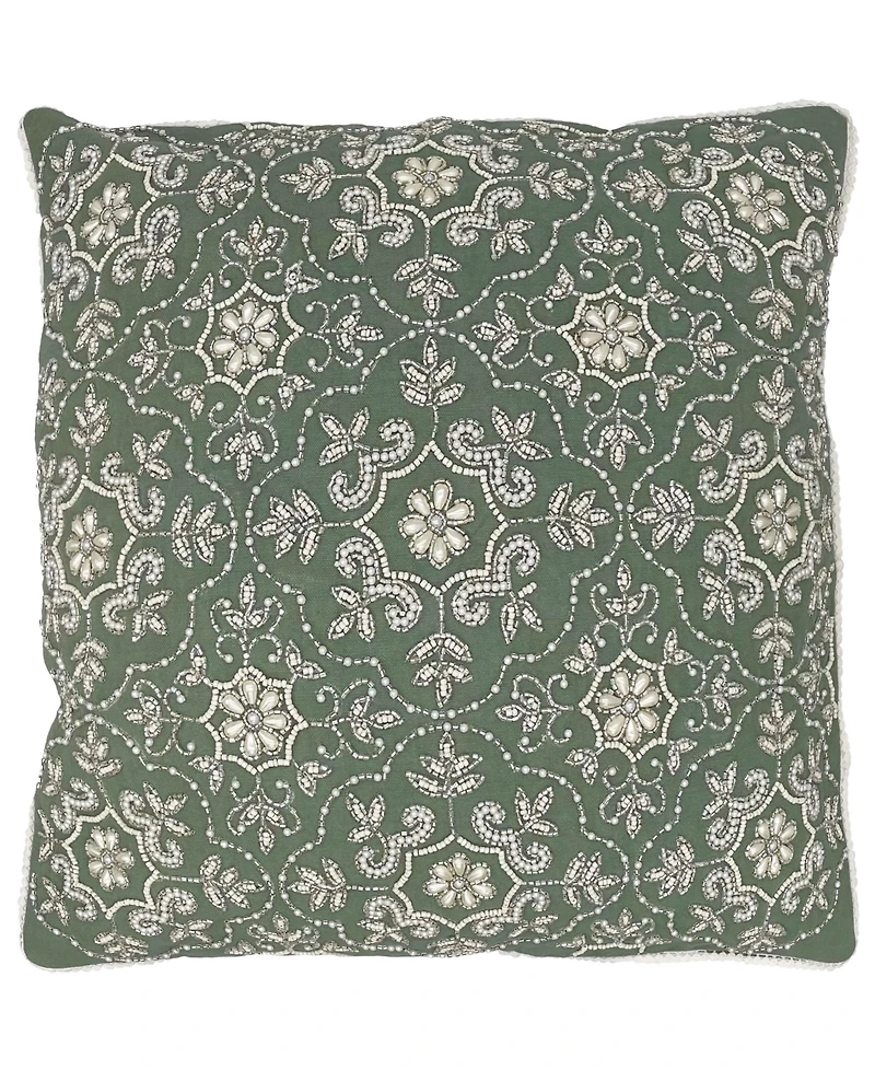 Mod Lifestyles Emblem Medallion Beaded Pillow, 20" x 20"