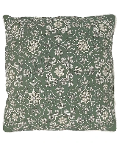 Mod Lifestyles Emblem Medallion Beaded Pillow, 20" x 20"