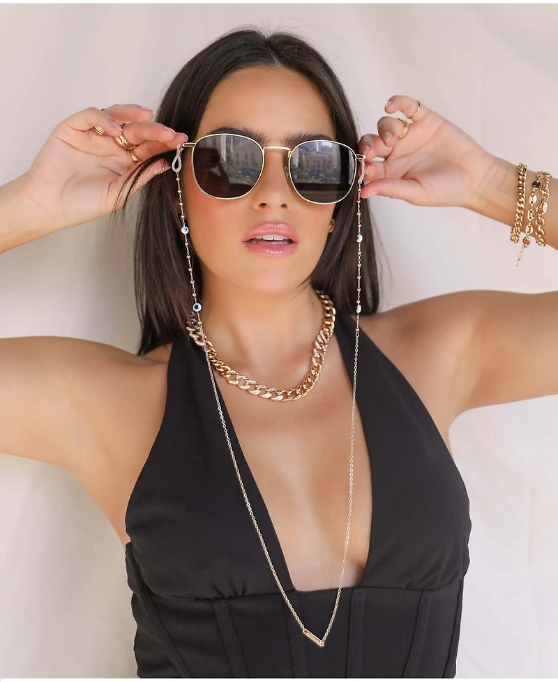 Ettika Women's 18k Gold Plated Evil Eye Beaded Glasses Chain
