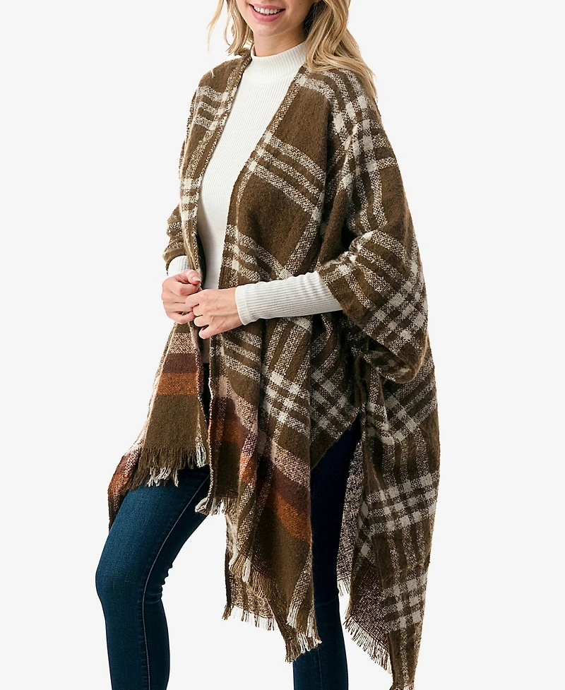 Marcus Adler Women's Plaid Poncho