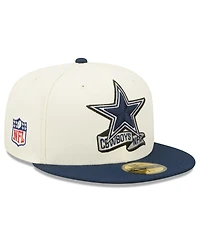 Men's New Era Cream, Navy Dallas Cowboys 2022 Sideline 59FIFTY Fitted Hat