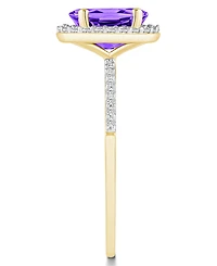Macy's Amethyst (1-1/5 ct. t.w.) and Lab Grown Sapphire (1/5 Halo Ring 10K Yellow Gold