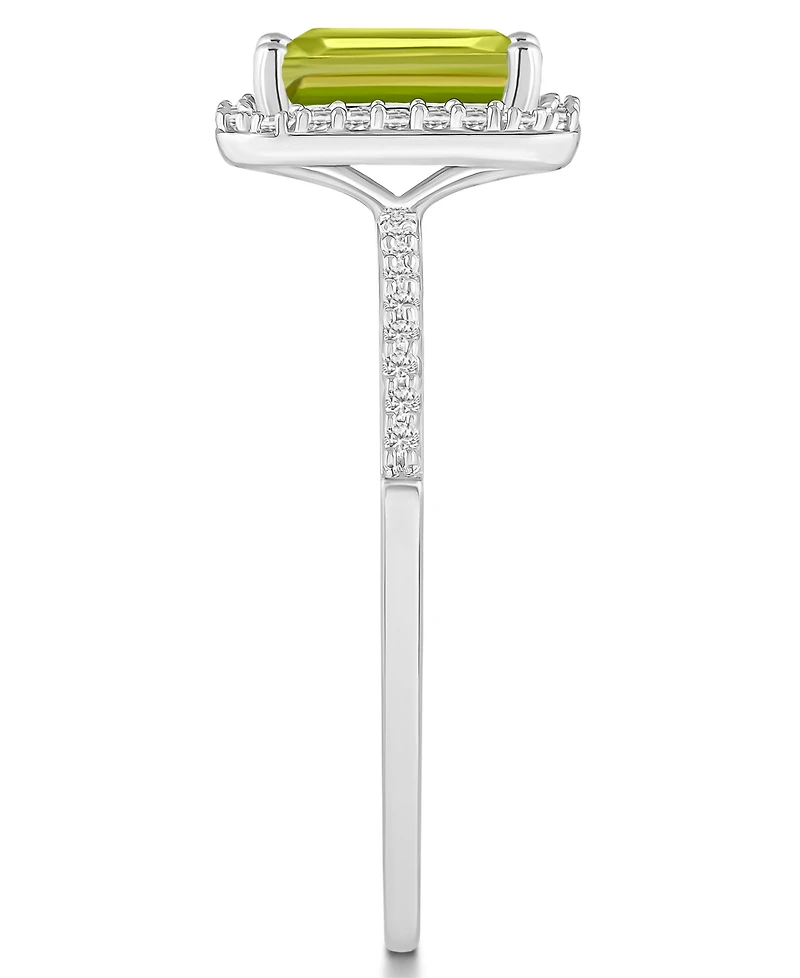 Peridot (1-2/3 ct. t.w.) and Lab-Grown Sapphire (1/4 Halo Ring 10K White Gold