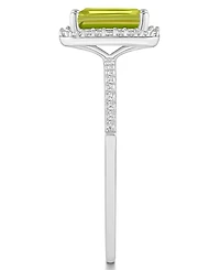 Peridot (1-2/3 ct. t.w.) and Lab-Grown Sapphire (1/4 Halo Ring 10K White Gold