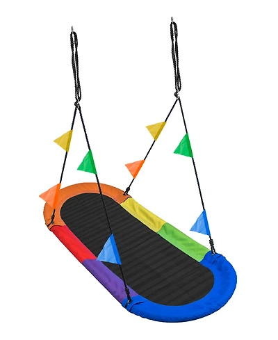 Sorbus Saucer Surf Swing - Surf's Up Playground Fun with Flags - Portable, Sturdy, Holds 330lbs!