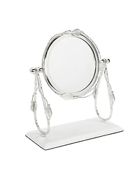 Classic Touch Table Mirror with Leaf Design Border and Marble Base, 4" x 14"