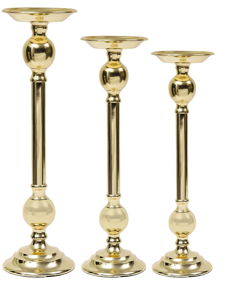 Classic Touch Medium Traditional Brass Candle Holder, 5" x 16.5"
