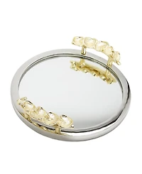 Classic Touch Mirror Tray Border Leaf Design on Handle, 16" x 2"