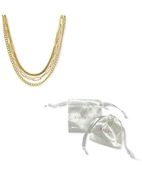 Adornia Curb Chain, Paper Clip Chain, and Herringbone Chain Necklace Set