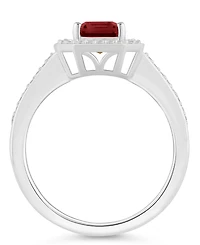Macy's Garnet (1-9/10 ct. t.w.) and Diamond (1/5 Halo Ring Sterling Silver