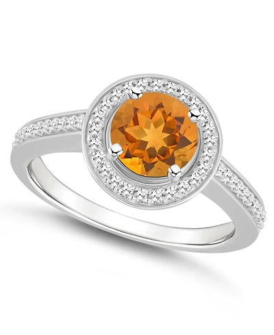 Macy's Citrine (1-1/4 ct. t.w.) and Diamond (1/5 Halo Ring Sterling Silver