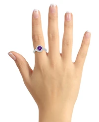 Macy's Amethyst (1-1/4 ct. t.w.) and Diamond (1/5 Halo Ring Sterling Silver