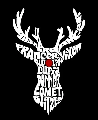 La Pop Art Men's Santa's Reindeer Word Hooded Sweatshirt