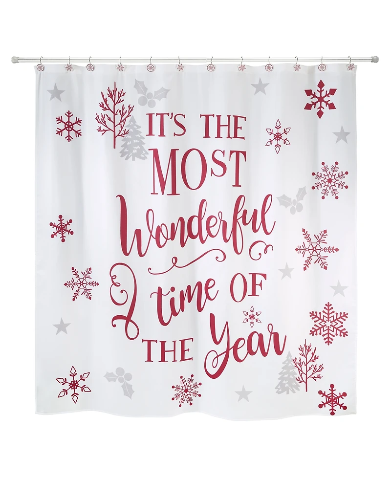 Avanti Sparkle Snowflakes Holiday Printed Shower Curtain, 72" x 72"