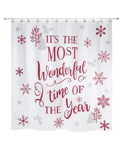 Avanti Sparkle Snowflakes Holiday Printed Shower Curtain, 72" x 72"