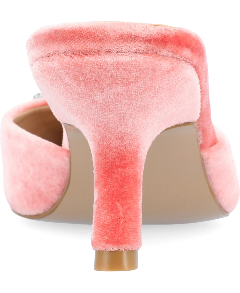 Journee Collection Women's Rishie Ornamented Kitten Heel Velvet Slip On Pumps