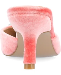 Journee Collection Women's Rishie Ornamented Kitten Heel Velvet Slip On Pumps