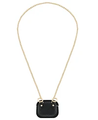 Anne Klein Women's Black Faux Leather Quilted Case with Crossbody Chain designed for AirPods Pro