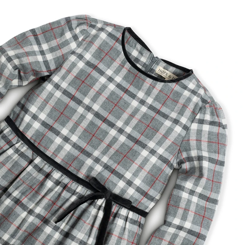 Hope & Henry Baby Girls Long Sleeve Tiered Flannel Dress