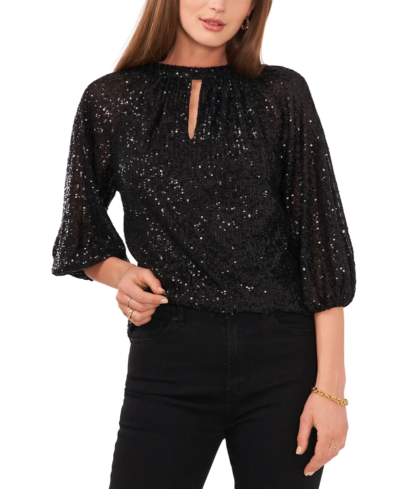 Vince Camuto Women's Keyhole Detail Raglan Sleeve Top