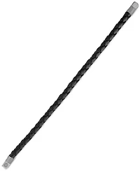 Esquire Men's Jewelry Black Leather Woven Bracelet Sterling Silver (Also Brown & Blue Leather), Created for Macy's