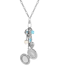 2028 Silver-Tone Mother of Pearl Charm Necklace